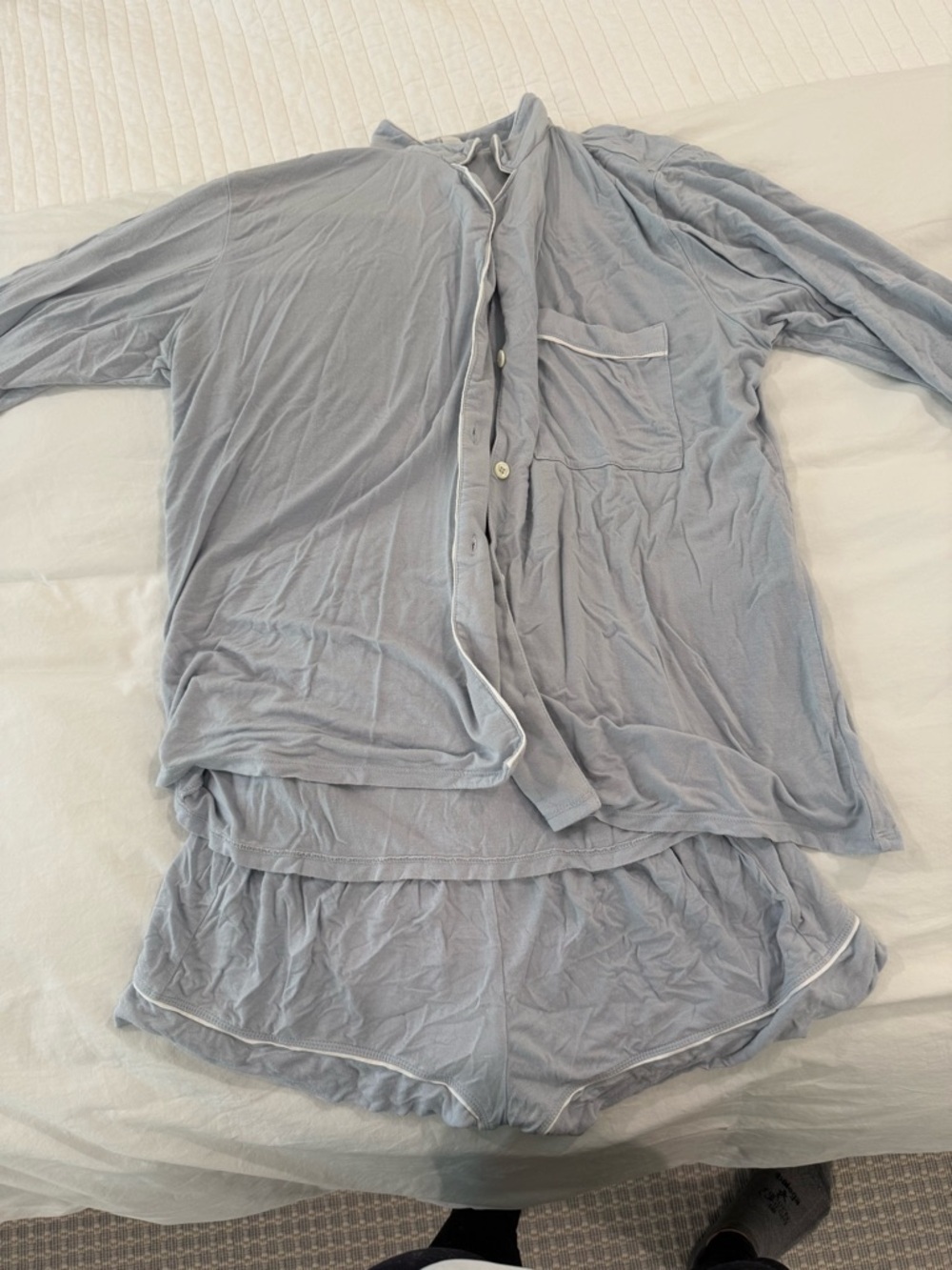 Eberjey Pale Blue Button-Front Short Pajama Set